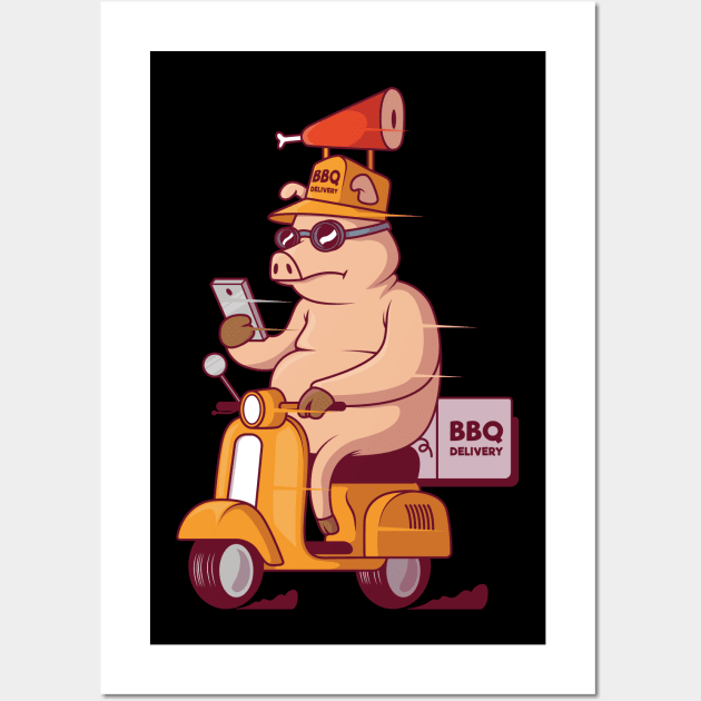 Pig BBQ Delivery Wall Art by mahashop